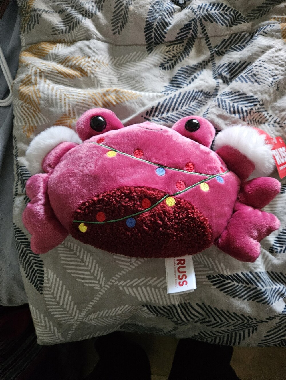 Nwt RUSS Pink Plush Crab Toy with Holiday Lights